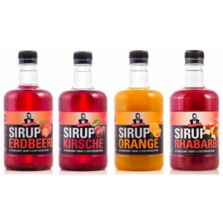 Sirup Royale rotes Quartett mit den 4 Geschmacksrichtungen Erdbeer Kirsch Orange Rhabaraber -  je 0,5 L