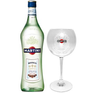 Geschenkset Martini Bianco, 1l  & 1 Original Martini Glas 47 cl